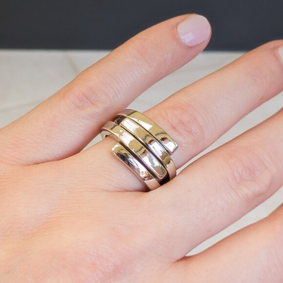 Sterling Quadruple-Wrap Modernist Band — Size 7.25 (NF 925) - Picture 12 of 14